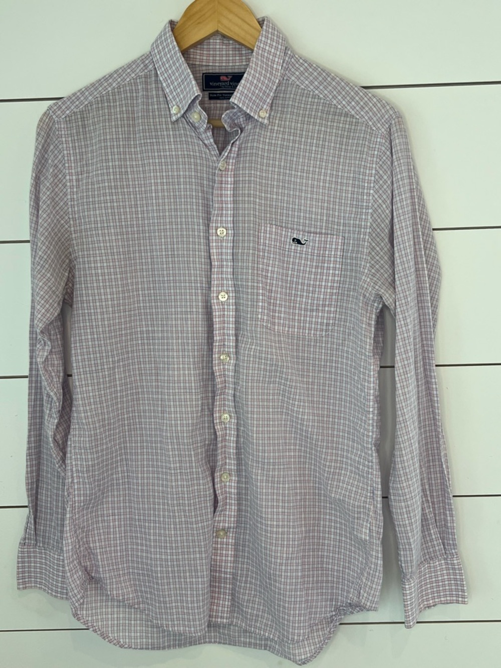 Vineyard Vines Pink & Blue Plaid Button-Down Shirt- Slim Fit Tucker 100% cotton - Picture 2 of 3